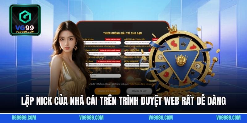 Lập nick của nhà cái trên trình duyệt web rất dễ dàng